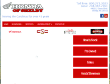 Tablet Screenshot of hondamotorcyclesofshelby.com